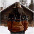 thumbnail image 4 of Men's Winter Print Hooded Jacket, Ethnic Pattern Fleece-Lined Thick Casual Zipper Coat for Outdoor Leisure and Holiday Gift,Brown,3XL, 4 of 5