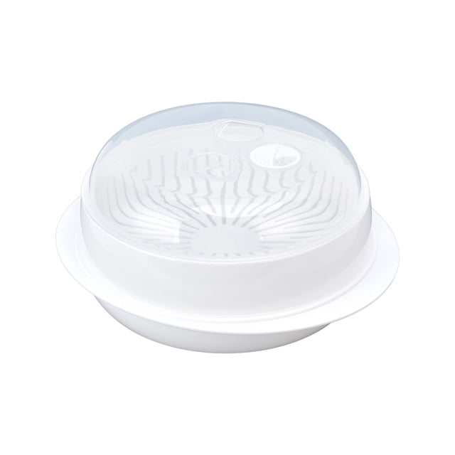 Cesta de vapor drenable para cocina, microondas, verduras, redonda, segura, a prueba de polvo, con cubierta transparente para el hogar