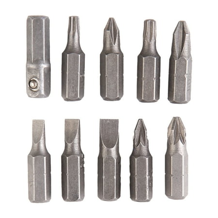 

10Pcs Screwdriver Bit Set - Hex Shank Multifunctional Carbon Steel PH Slotted Pozi Torx Bits