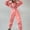 Pink, variant on HAXMNOU Womens Outerwear Jumpsuits Zip-up Hoodie Slim Waist Drawstring Jumpsuit Romper Onesies Long Sleeve Bodysuits Tracksuit Sweatshirt One Piece Black L