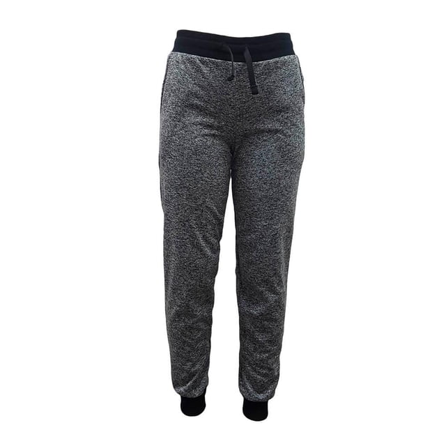 Pantalón Danskin Talla 12 con Pretina Gris Jaspe, pantalón deportivo juvenil para niña con tela afelpada gris jaspe, pretina y puños elásticos negros con jareta para ajuste cómodo, ideal para actividades escolares y deportivas.
