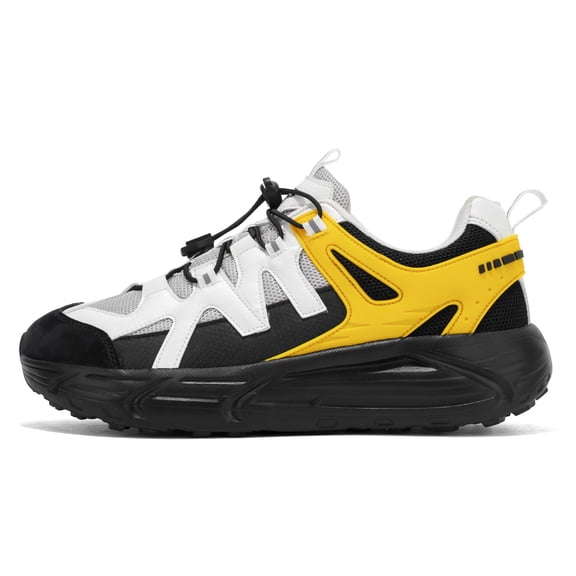 Men's Low-Top Quick Draw Lacing Casual Walking Shoes Mesh Spliced Upper Chunky Sole with Heel Pull Tab