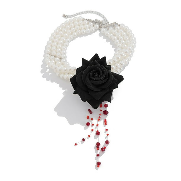 Guardurnaity Perla ajustable color rojo sangre para mujer, moderna y resistente a la oxidación. Ideal para Halloween y fiestas temáticas. Ropa, zapatos y accesorios Miscelánea 6642K1 uno
