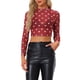 thumbnail image 1 of INSPIRAR CHIC Día de San Valentín Top Corto de Mujer Semi-Translúcido de Manga Larga Cuello Redondo XS Rojo, 1 of 6