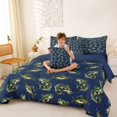 thumbnail image 3 of Feelyou Cartoon Rustic Bass Fish Bedding Comforter Set for Men Boys, Lake Fishing Animal King Bedding Sets, Navy, Blue Reversible, 7 Pieces, 3 of 7