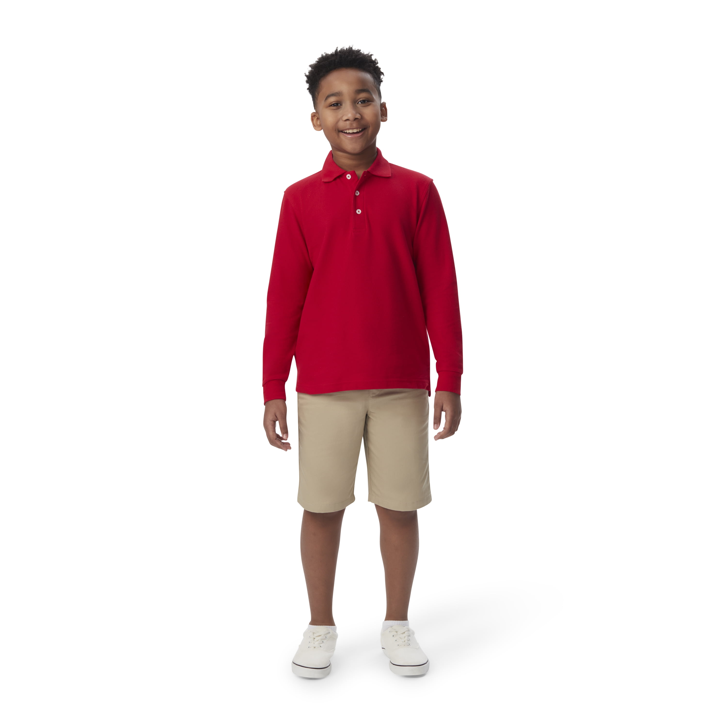 French Toast Boys School Uniform Long Sleeve Pique Polo Shirt, Sizes 4-20