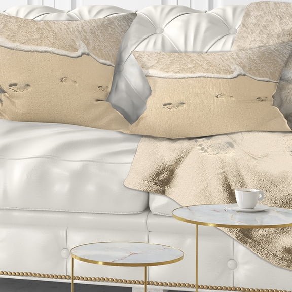 Designart 12" x 20" White Polyester Throw Pillow