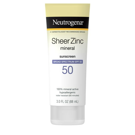 Neutrogena Sheer Zinc Dry-Touch Sunscreen Lotion with SPF 50, 3 fl. (Best Sun Cream For Dry Skin)