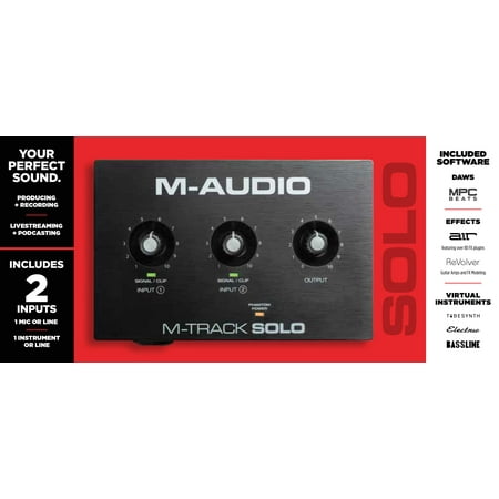 M-Audio M-Track Solo コンボ入力 ファンタム電源搭載 48KHz 2チャンネル USBオーディオインターフェース
