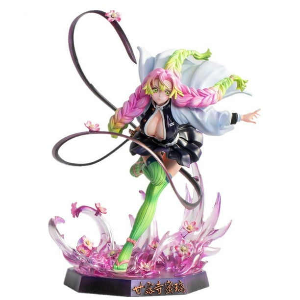Figuras de acción de Demon Slayer, 21cm, Kanroji Mitsuri, Kochou Shinobu, Kamado, Nezuko, Kimetsu no Yaiba Gong Bohan LED