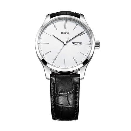 Diozvo Wristwatches, Men's Quartz Wristwatch Minimalist Connotation Leather Watch (White)