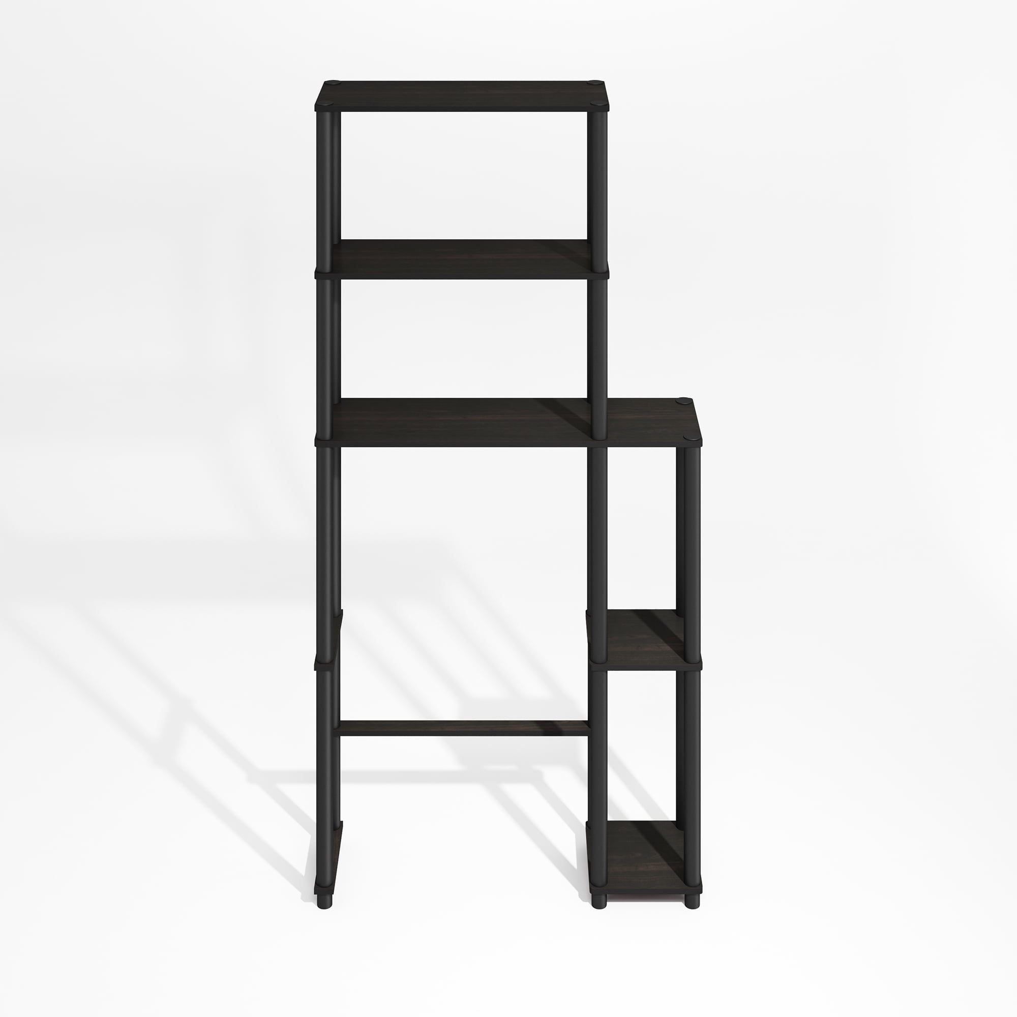 Furinno Turn-N-Tube Freestanding Over-The-Toilet Bathroom Shelves, Storage Rack with 5 Shelves, Black Espresso/Black