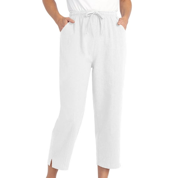 Easy Essentials - Drawstring Capri Pants with Pockets for Women ...