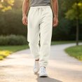 thumbnail image 3 of WULMLEO Men's Jogger Pants with Pockets Drawstring Tapered Athletic Sweatpants for Gym Running Casual Beige 3XL, 3 of 7