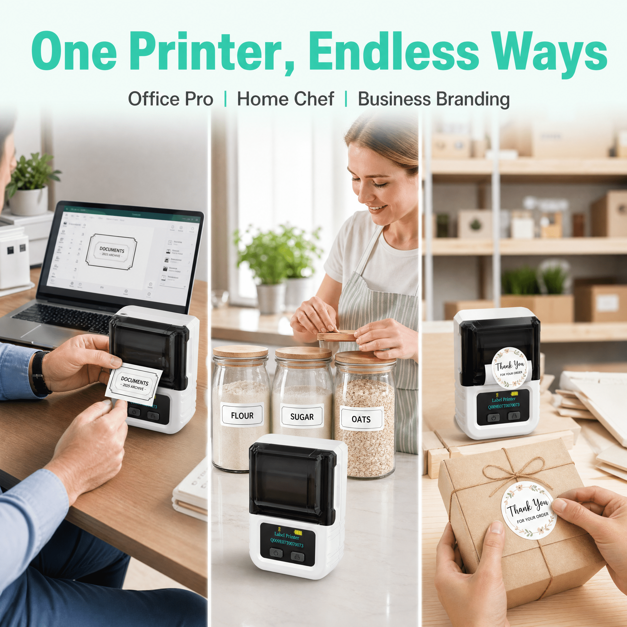 Phomemo M102 Thermal Label Maker with 100 Labels - Portable Bluetooth Address Label Printer for Small Business, Barcode & Retail, Compatible with Phones & PC (White)