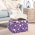 thumbnail image 5 of Purple Flower and Leaf Large Storage Bins with Linen Collapsible Lid Storage Box 16.7 x 12.6 x 11.8in, 5 of 7