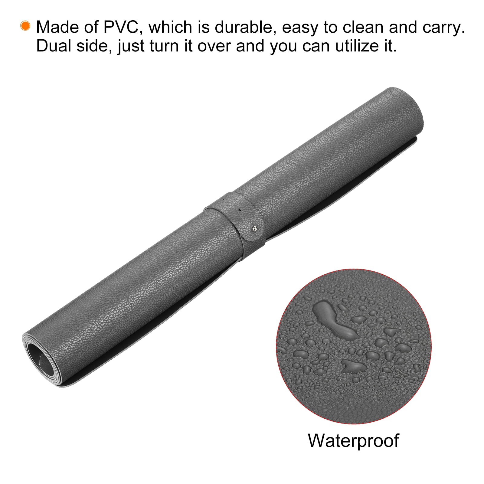 Uxcell 35"x18" Desk Mat Protector, PU Leather Dual Side Waterproof Mouse Pad Writing Mat for Office Home, Gray