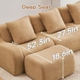 thumbnail image 3 of U-shaped Soft Teddy Fabric Boneless Sofa, Assembly Chaise, No Assembly Required Curved Armrest, Anti-Slip Design 32D High Density Sponge Streamlined Design, Fits Living Rooms Reading Nook (Camel), 3 of 11