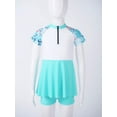 thumbnail image 5 of iiniim Kids Girls 2 Pcs Short Sleeve Rashguard Shirts with Swim Skirts Swimsuit Bathing Suit Beachwear Size 4-14 Tropical Leaves 14, 5 of 7