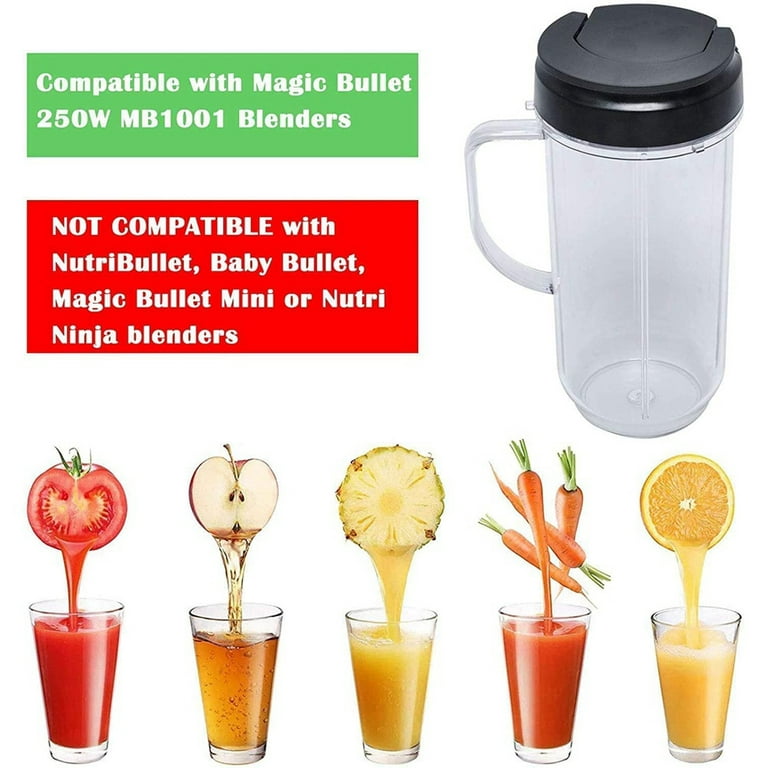 22OZ Blender Cups with Flip Top To-Go Lid Compatible with 250w MB1001 Magic  Bullet Mugs & Cups Blender Milk Juicer Mixer Accessories (2)