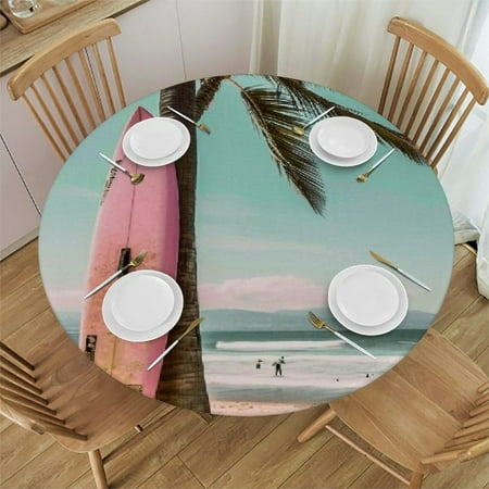 

Patifu Round Table Cover Stain Resistant and Washable Perfect for Indoor Outdoor Tablecloth Kitchen Dining Wedding Parties Waterproof 100% Polyester Fiber 38-42