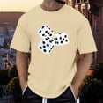 thumbnail image 2 of Huesdet T-Shirts pour Hommes en Tricot à Manches Courtes Col Ras du Cou Chandail Décontracté Texturé T-Shirts (Beige, G), 2 of 6