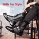 thumbnail image 3 of Botas de invierno a media pantorrilla con punta estrecha para hombre, botas Chelsea con correa y hebilla, botas de cuero para motocicleta, zapato de invierno para hombre de caña alta, 3 of 5