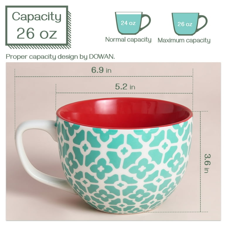 DOWAN Coffee Mugs Set of 4, 24 oz Large Coffee Mugs, Jumbo Soup Mugs With  Handles, Ceramic Coffee Cu…See more DOWAN Coffee Mugs Set of 4, 24 oz Large