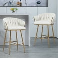 thumbnail image 2 of Ataucjin 26'' Counter height bar stools velvet kitchen island counter bar stool with hand- wave back,golden chromed base and footrest, 2 of 8