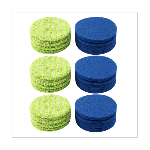 Replacement Pad for Cordless Electric Rotary Mop Sweeper Including 24 Microfiber Mats and 24 Indoor Use Gaskets