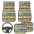 thumbnail image 2 of Pzuqiu All Weather Car Mats Set 5 Packs Rubber Non-Slip Floor Mats with Auto Steering Wheel Cover Aztec Carriage Car Interior Accessories Easy Installation Universal Fit Automotive Floor Mats, 2 of 6