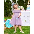 thumbnail image 2 of Oudiya Toddler Girl Tulle Dress Off Shoulder Sequin Summer Dresses Flutter Formal Birthday Party Princess Dress for Kids 1-6Y, 2 of 7