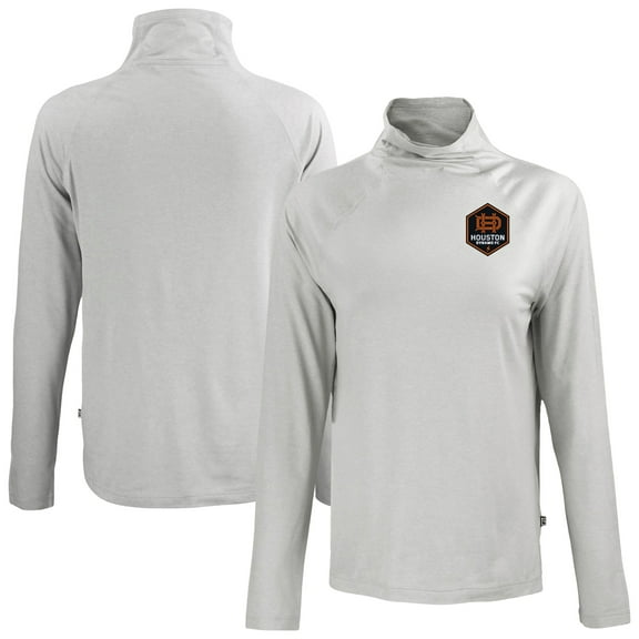 Women's-Cutter & Buck  Gray Houston Dynamo FC Coastline Epic Comfort Eco Recycled Funnel-Neck Top
