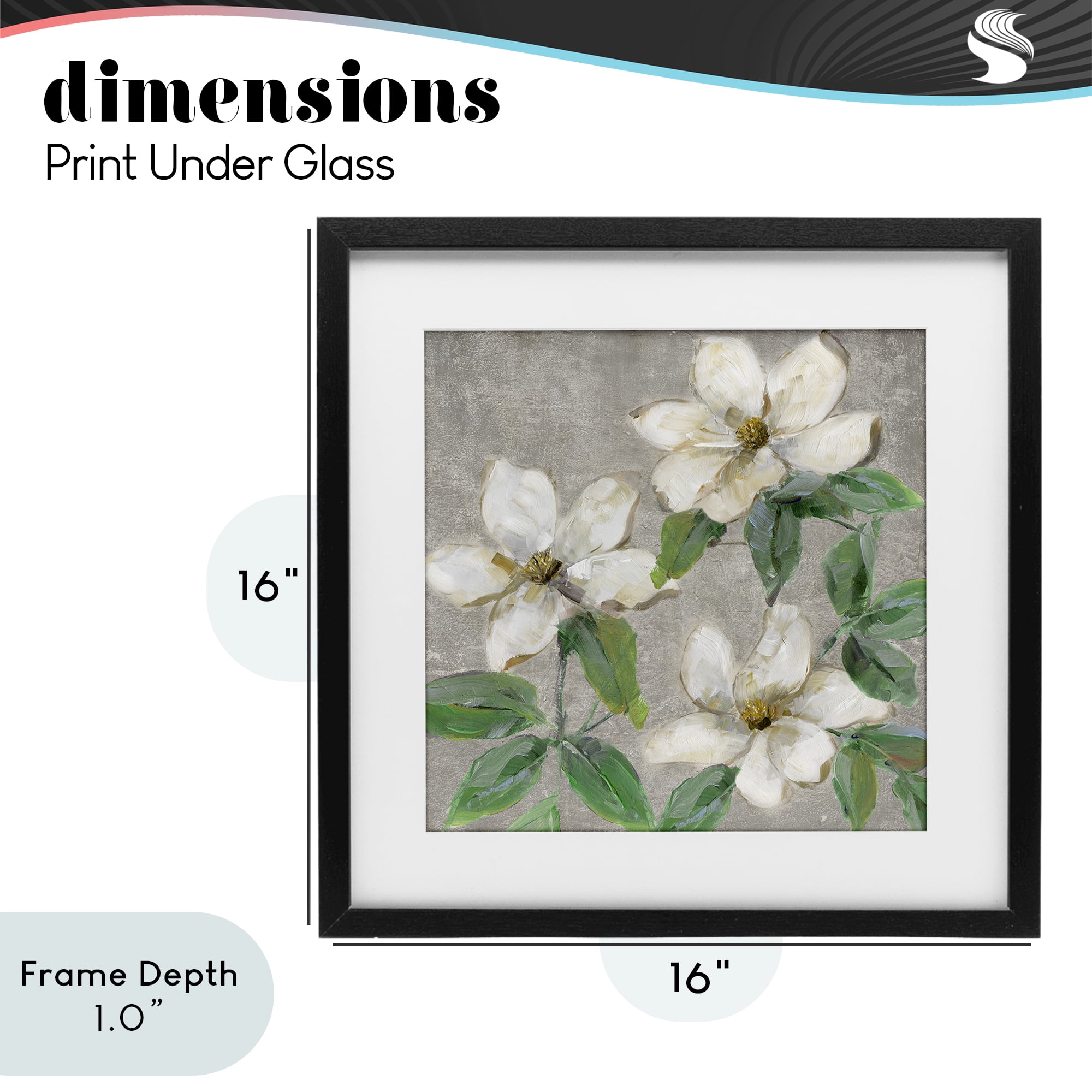 Stupell Industries Ivory Magnolia Trio Black Framed Print Under Glass, design by Sally Swatland