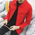 thumbnail image 3 of Abrigo vaquero ajustado informal corto con botones para hombre, ropa popular coreana, chaquetas vaqueras para hombre, holgadas, nuevas, de diseñador de marca, de lujo, 3 of 5