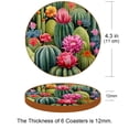 thumbnail image 3 of Cactus 6PCS Round Coasters, Microfiber Leather Drink Coasters Set of 6, 11x11 cm/4.3x4.3 in Absorbent Coaster for Drinks, Cup Coaster for Home and Kitchen Decor, 3 of 6