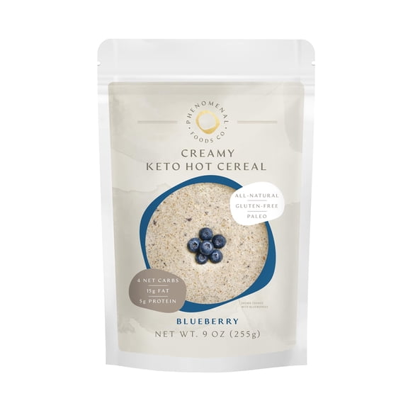 Phenomenal Foods Creamy Keto Hot Cereal® Blueberry, 9 oz, Low Carb Farina, Gluten & Grain Free, No Sugar, Vegan, Paleo