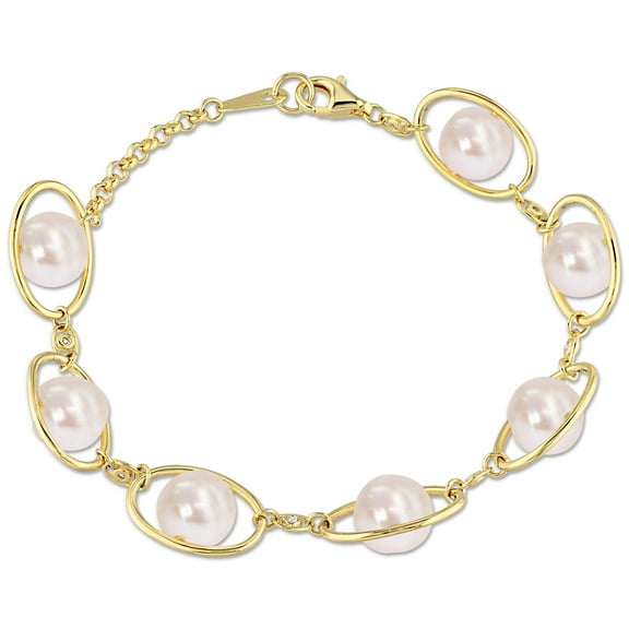 Everly Girl's Cultured Pearl Yellow Gold Plated Bracelet
