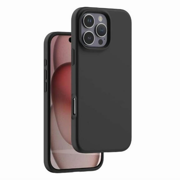 Silicone Case with Soft Microfiber Lining for iPhone 16 Pro Max with Tempered Glass Screen Protector - Black