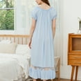 thumbnail image 5 of Defitshape Women's Cotton Victorian Square Neck Nightgown Vintage Sleep Dress Short Sleeve Ruffle Light Blue Small, 5 of 5