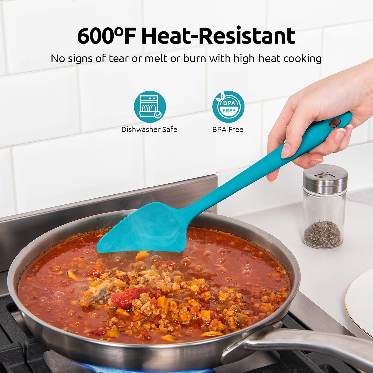 U-Taste Silicone Spoon Spatula Set of 3, 600°F Heat Resistant photo 6