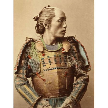 - Portrait of a Samurai of Old Japan Armed with Full Body Armour, 1890 (Hand Coloured Albumen Photo) Print Wall Art