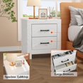 thumbnail image 4 of Night Stand Set of 2, Bedside Table with 2 Storage Drawers, Modern Nightstand with Smooth Slideway, Bed Desk for Bedroom, Living Room, White (17.7"x15.7"x19.7"), 4 of 17