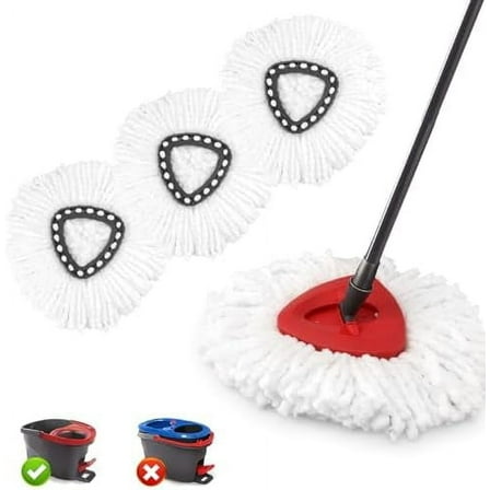 3 Pack Mop Heads Replacements for O-Ceda Mop Replace Head Easywring 1-Tank Spin Mop Replacement Head, Microfiber Mop Refills, Deep Cleaning and Machine Washable Mop Head
