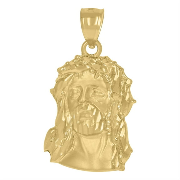Auriga 10k Yellow Gold Jesus Religious Charm Pendant for Men (L- 32mm W-17.2mm)