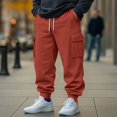 thumbnail image 2 of Mens Wide Leg Baggy Sweatpants Drawstring Waist Winter Cargo Joggers Loose Fit Athletic Jogging Pants With Flap Pockets, 2 of 8