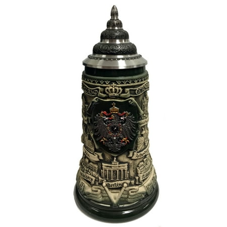 - Rustic German Cities with Pewter Eagle Gift Boxed LE Stoneware Beer Stein .4 L