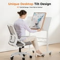 thumbnail image 4 of EXRACING Portable Standing Desk with Tiltable Top, Small Mobile Laptop Table with 31.5" x 15.75" Surface, Rolling Desk for Home Office or Walking Pad, White, 4 of 8