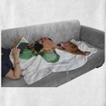 thumbnail image 5 of Dog Soft Flannel Fleece Blanket, Hipster Animal Wearing Straw Hat and Sunglasses Summer Sunbathing Puppy, Cozy Plush for Indoor and Outdoor Use, 70" x 90", Shamrock Green and Caramel, by Ambesonne, 5 of 5