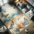thumbnail image 4 of Ambesonne Butterfly Decorative Rug Carpet, Wingy Animals Leafy Art, 4' X 5' 5", Petrol Blue Sea Blue, 4 of 5